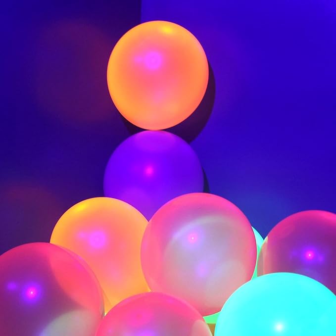 110 Pack Colored UV Neon Glow Balloons Neon Glow Party Decorations Glow in the Dark Party Supplies Black Light Fluorescent Latex Balloon for Birthday Decoration