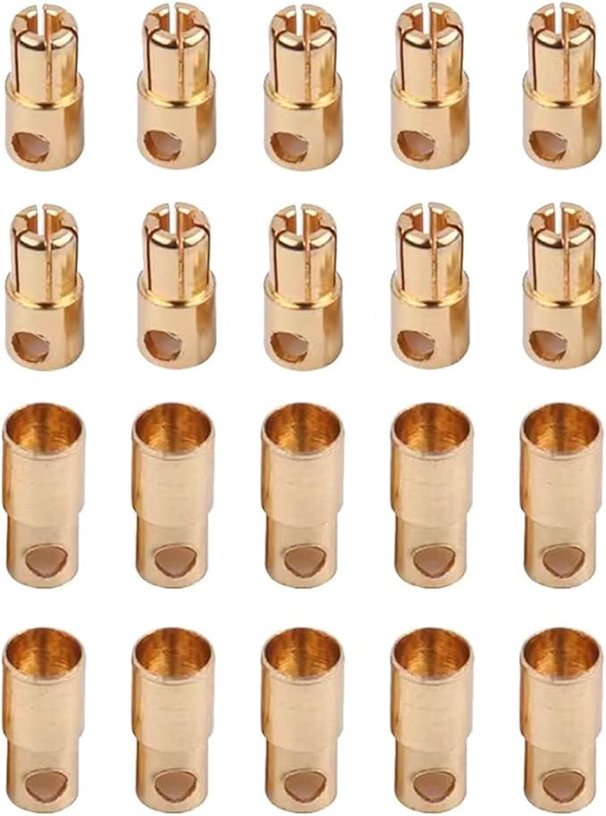 10 Pairs Gold-Plated 6.0MM 6MM Banana Plug Bullet Male Female Connector Adapter for RC Lipo Battery ESC Motors