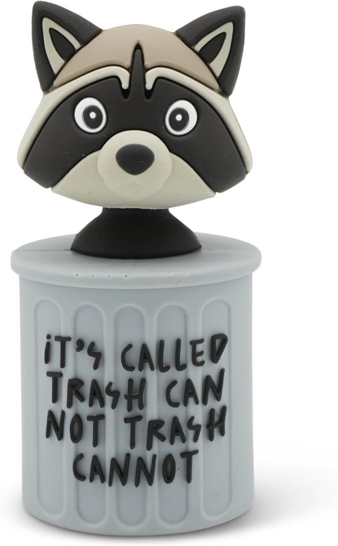 Mini Novelty Bobblehead – Funny Small Wobble Head Desk Toy, Cute Resin Figurine for Office Desk Decor, Car Dashboard, Gifts & Party Favors - Trashy Raccoon