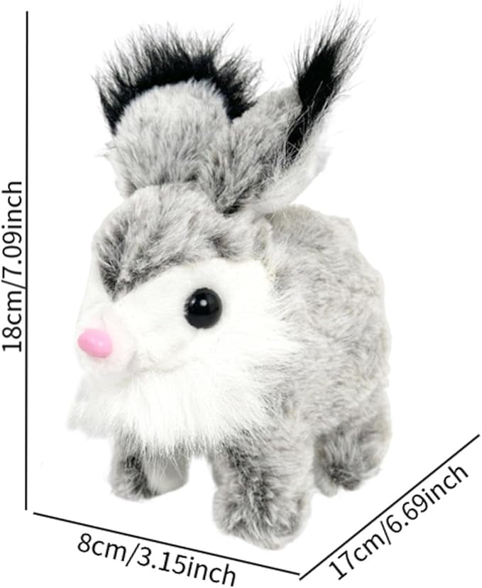 Rabbit Interactive Electronic Pet Bunny Toy Portable Cute Wiggle Ears with Sounds and Movements for Children Kids Gifts, Gray White