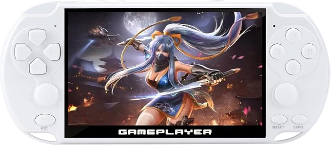 JXD Multifunctional Video Game Console 5.1 inch 7500 Free Retro Games Handheld Game Console Portable Pocket Children's Game Player Mini Arcade Emulator Device mp3/4 Holiday(White)