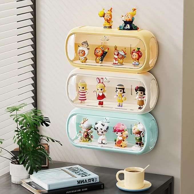 Clear Display Case for Figure, Dustproof Storage Organizer Box with Magnetic Door, Display Showcase for Collectibles Action Doll(1, Medium White)