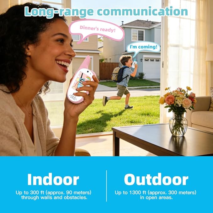 Walkie Talkies for Kids, 2 Pack 720P Video Walkie Talkies for Kids Rechargeable Long Range Video Walkie Talkies, Toys Gifts for Family, Camping, Hiking for Boys Girls Ages 3-12 (Blue+Pink)
