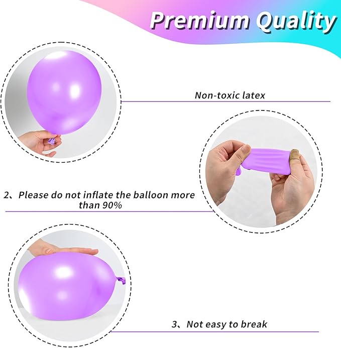 Pink Purple Blue Balloons, 12 Inch Color Pink Teal Purple Balloons Confetti Latex Balloons for Mermaid Themed Gaby Doll house Party Birthday Decorations