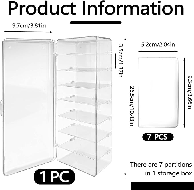 Huakaile Acrylic Clear Action Figure Display Case, 10.4'' x 3.8''/26.5 x 9.7 CM Display Case for Collectibles 8 Tier Movable Shelf Mini Storage Blind Box Cabinet Organizer Miniature Doll Showcase