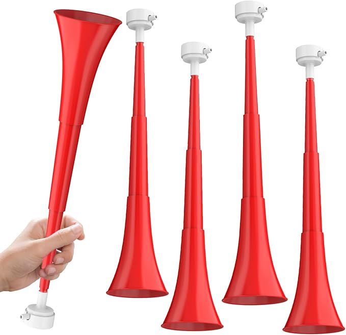 Collapsible Stadium Horn, Vuvuzela Plastic Blow Horns, Team Cheering Spirit Accessories Noisemakers, Foldable Trumpet Noise Makers for Sporting Events, Football Soccer Games, Party Supplies (4PCS)
