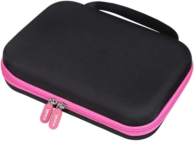 Aproca Case Compatible with Leapfrog LeapPad Academy Kids’ Learning Tablet/Epic Academy Edition/LeapPad Ultimate, Portable Storage Bag for Accessories -Black with Pink Zipper