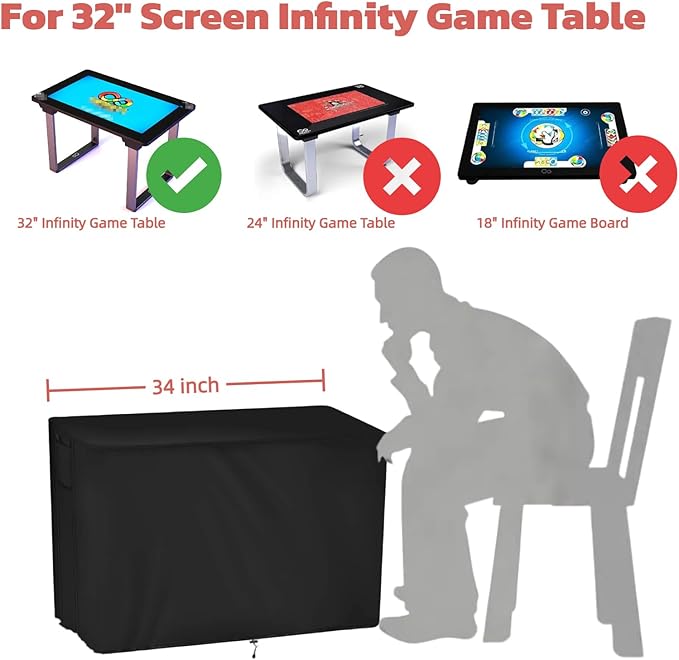 Arcade Gaming Table Cover, 32" Heavy Duty Screen Protector Compatible with Infinitys Game Table,Waterproof & Dustproof Game Board Cover for Adults