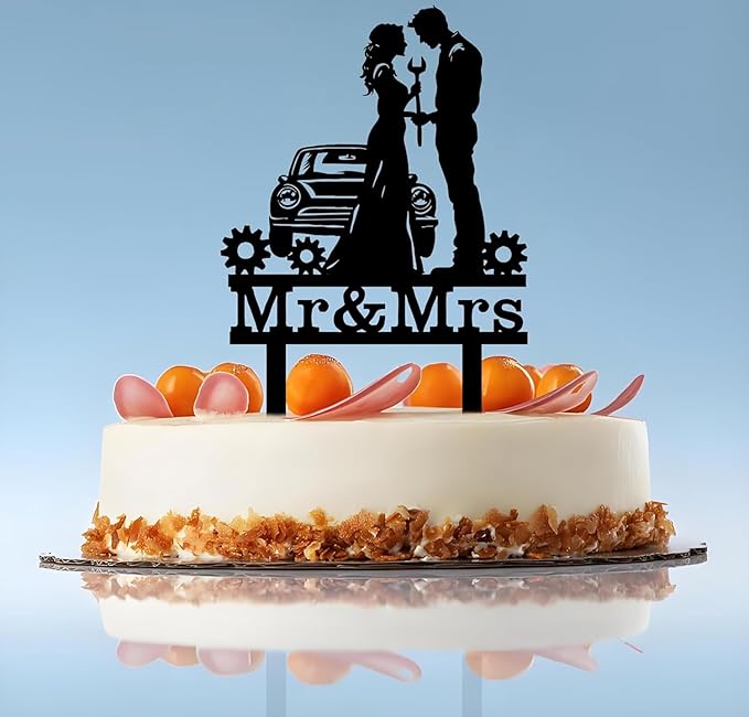 Repairman Wedding Cake Topper Funny Mr & Mrs Cake Decorations Repair Themed Cake Topper for Wedding Anniversary Bridal Shower Party Supplies