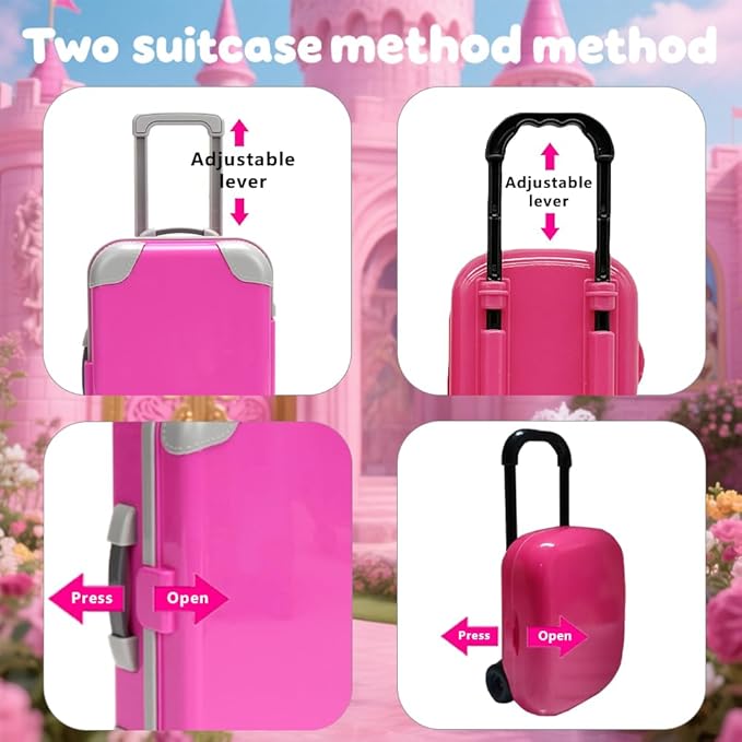 13 Pcs 11.5" Doll Travel Gear Set - Suitcase Luggage , Clothes, Laptop, Bag, Glasses, Bracelets, Shoes - Christmas & Birthday Gift(No Doll)