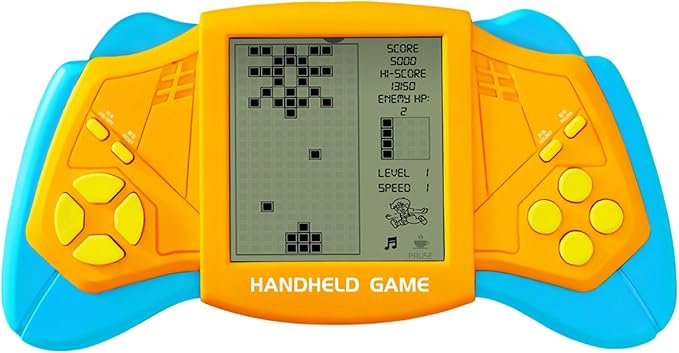 CZT Creative Brick Game Console Cool Wing Appearance Build in 2574 in 1 Block Games Handheld Machine Retro Portable Electronic Puzzle Toys Children/Students (Yellow)