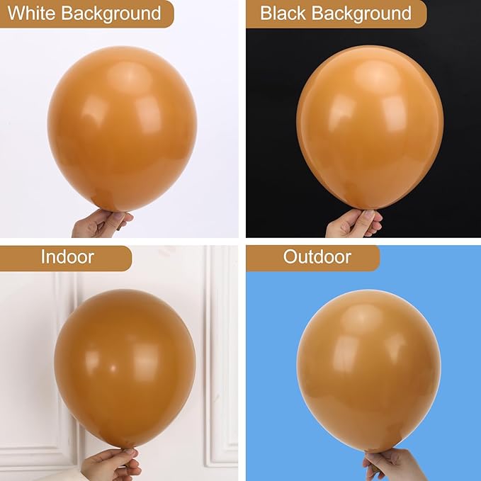 RUBFAC Tan Balloons 129pcs Different Sizes Pack of 18 12 10 5 Inch, Latex Boho Neutral Light Brown Coffee Balloon Garland Arch Kit for Wedding Baby Shower Jungle Safari Fall Birthday Bear Themed Party