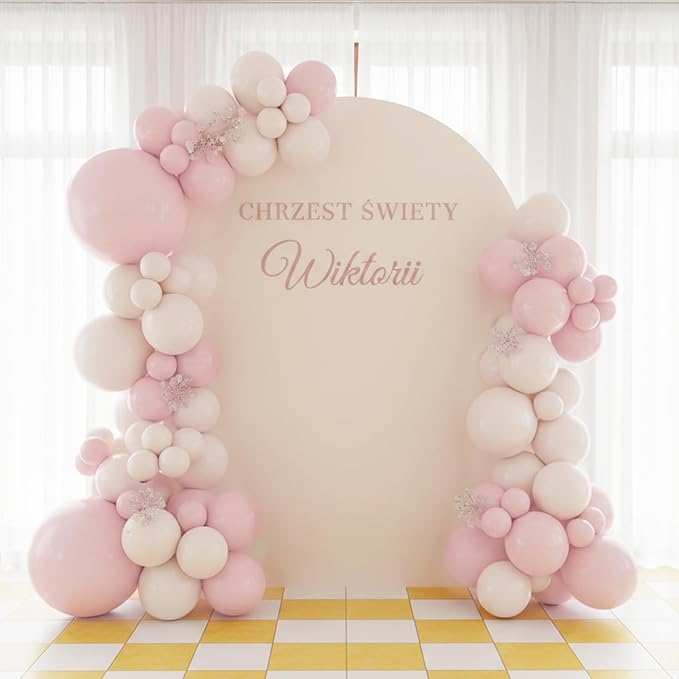 RUBFAC Pale Pink Balloons 129pcs Different Sizes Pack of 18 12 10 5 Inch, Latex Light Baby Pastel Pink Balloon Garland Arch Kit for Baby Shower Engagement Bachelorette Wedding Birthday Party