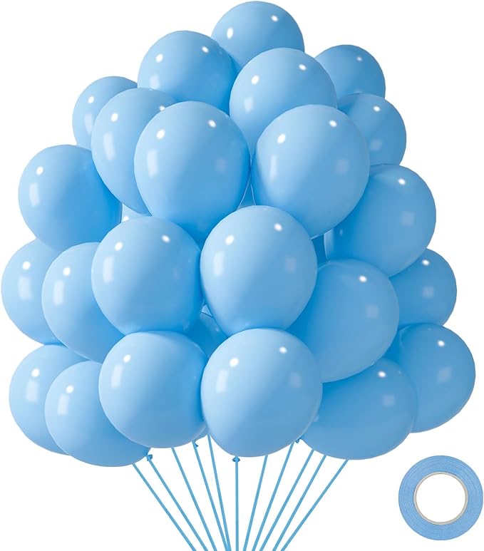 LovesTown 110PCS Light Blue Balloons, Pastel Blue Latex Balloon for Birthday Baby Shower Graduation Engagement Anniversary Wedding Party Supplies Garland Arch Decoration,12 Inches
