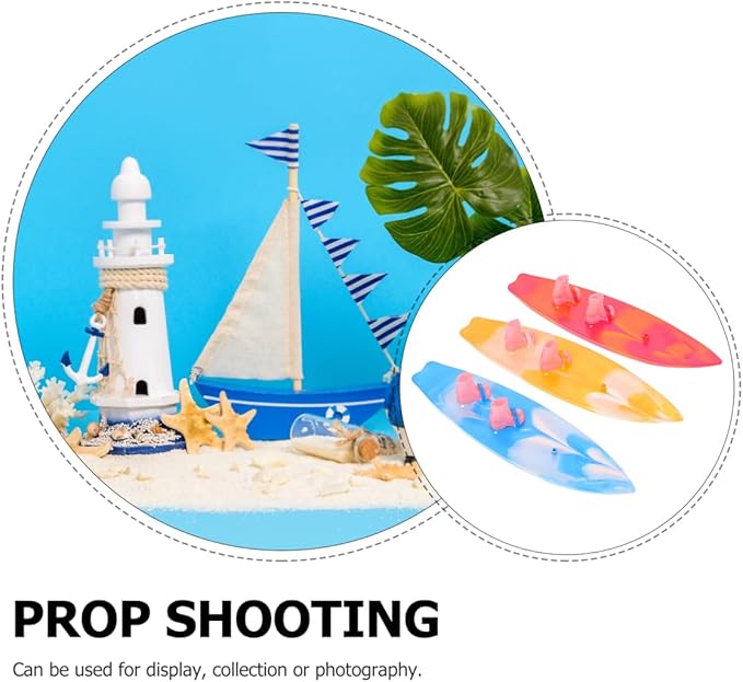Milisten Mini Surfboard Model 8.85In Plastic Doll Accessories for Pool Party Decorations Summer Beach Birthday Cupcake Toppers