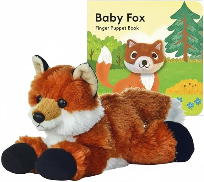 Aurora Mini Flopsi Foxxie 8"" Stuffed Animal & Finger Puppet Storybook – Soft, Cuddly, Unique Orange Fox Plush Toy for All Ages (Fox and Book Set)