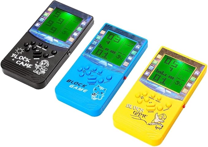 CZT Green Light Large Screen Retro Brick Game Console Built-in Classic Nostalgic Puzzle 999 in 1 Block Game Room/Outdoor/Travel Good Partner Children/Student Gifts (Blue)