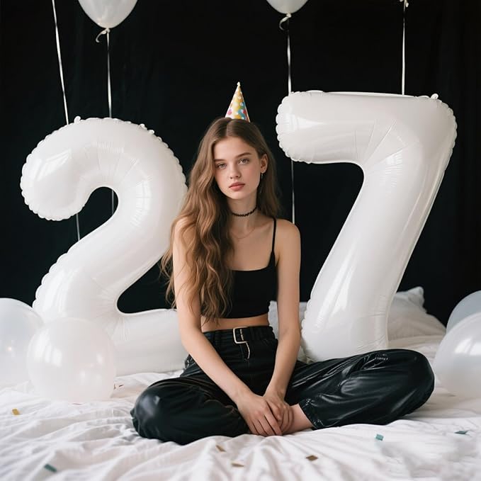 40 Inch White 2 Balloon Number Big Foil Helium Number Balloons 2 12 21st Birthday Party Decorations for Boy or Girl Huge Mylar Anniversary Party Supplies
