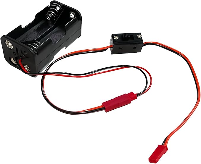 2Set On/Off Power Switch Battery Receiver & 4 Cell AA Battery Container Case Holder Pack Box with JST Plug Compatible with HSP Redcat Axial Traxxas 1/8 1/10 1/16 RC Power Car Crawler Truck
