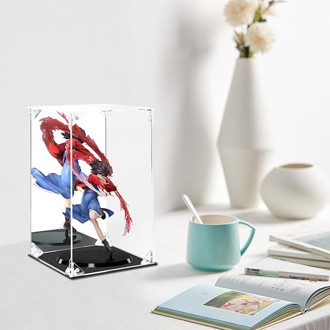 Acrylic Display Case with Magnetic Door, Clear Action Figure Display Case, Dustproof Protection Display Box Alternative Glass Case for Collectibles Figures Models Doll Toys (6x6x10 inch)