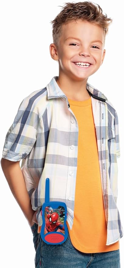 LEXiBOOK Spider-Man Walkie-talkies, Communication Game for Children, Belt Clip for Transport, Battery, Blue, TW12SP