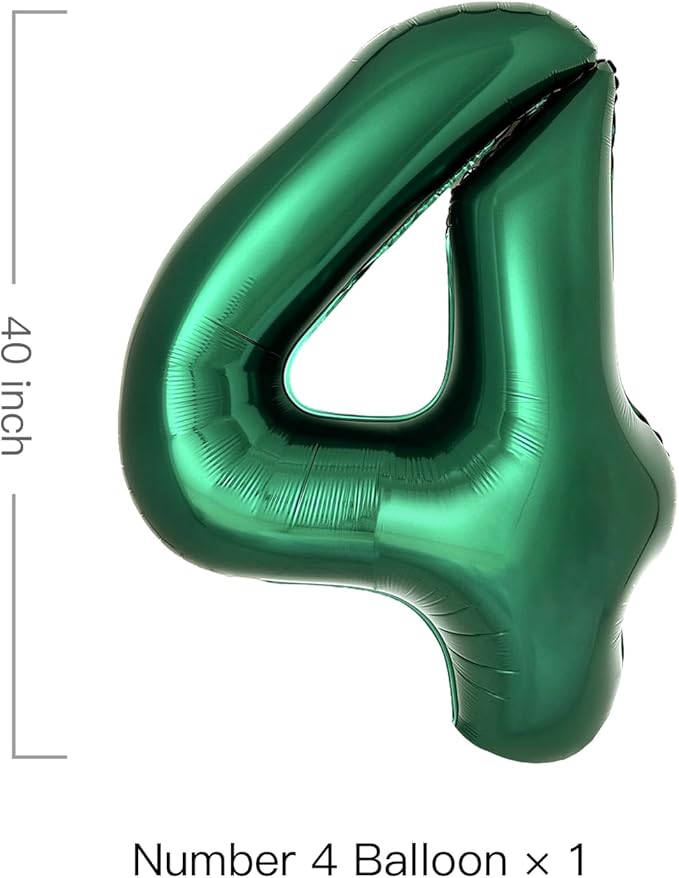 Dark Green Number 4 Balloons Large Emerald Green Number Balloons 40 Inch Jungle Safari Birthday Party Supplies Graduation Decorations Forest Green 4 Balloon