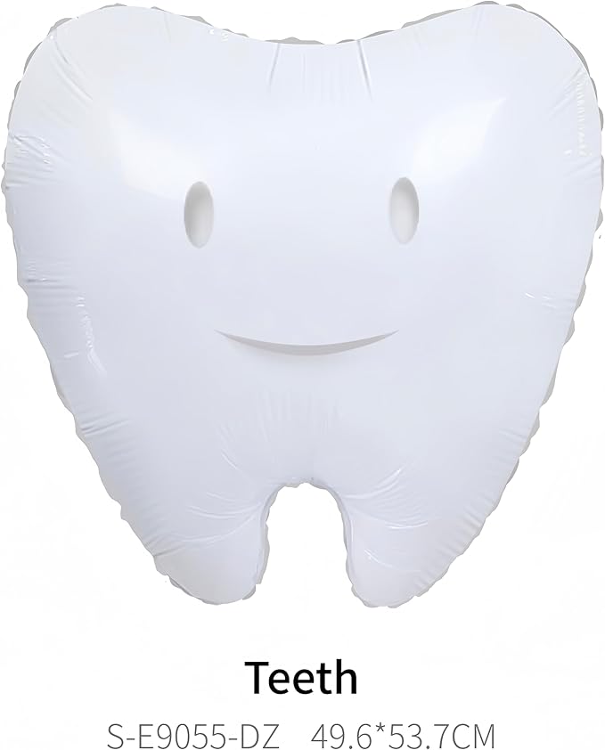 4Pcs White Tooth Balloons/Dentist Dental Graduation Party Decor/temporary tooth Teeth Theme Supplies/Tooth Clinic Dental School Balloons for Registered Dental Hygienist Graduation
