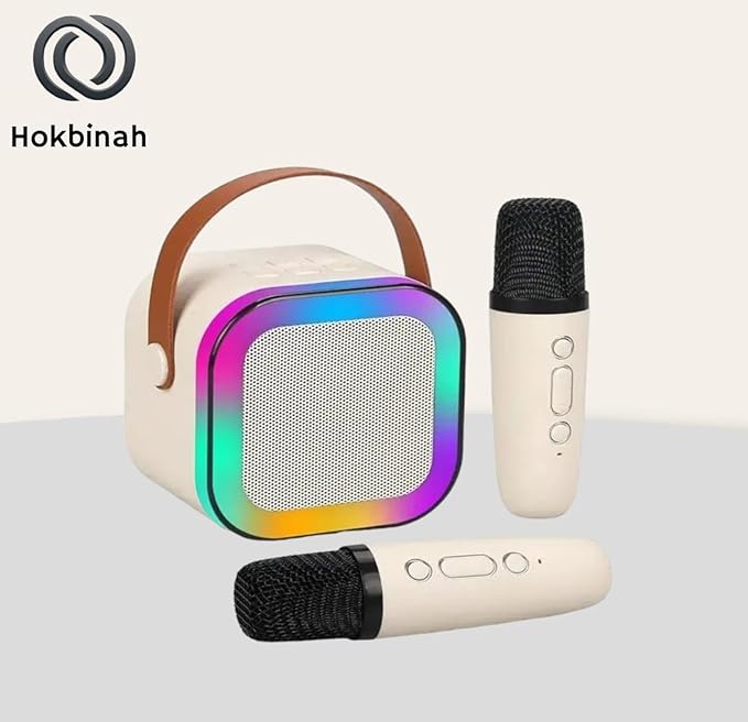 Mini Karaoke Machine Toy for Kids with 2 Wireless Microphones - Portable Bluetooth Kids Karaoke Machine, Fun Singing System for Children, Ideal Gift for Girls and Boys