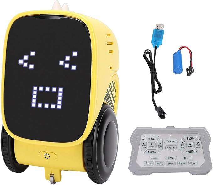 TOPINCN Smart Charging Robots for Kids, Interactive Smart Robotic with Touch Sensor for Boys Girls, Story Machine Remote Control Programming Toy for Early Education Learning (Yellow)