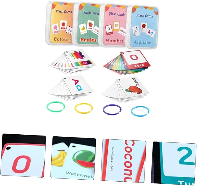 4pcs Lightweight Flash Cards for Boys and Girls Educational English Learning Cards Animals Numbers Portable Spelling and Word for Preschool Activities