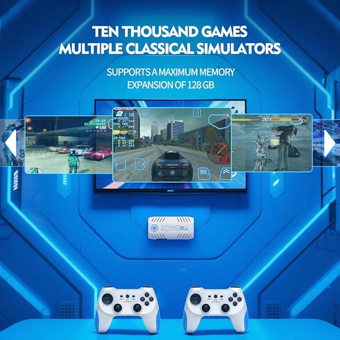 X10 PRO Retro Game Stick with 50000+ Games, 4K HDMI HD Plug and Play Game Stick with 2 Controllers, Support 50+ Simulators, 2 Player Battle (Style 1)