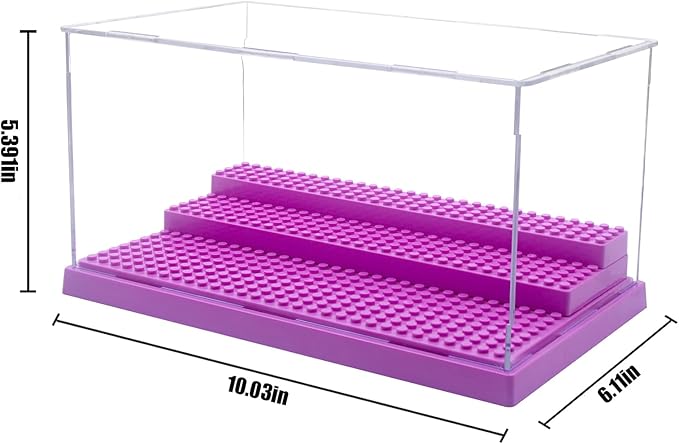 WMM Minifigure Display Case for Action Figures Blocks, Dustproof Acrylic Display Box Storage with 3 Movable Steps for Collection Models Minifigures, Bricks Blocks Toys