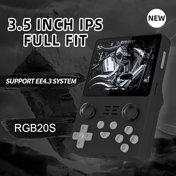 RGB20S Handheld Game Console Built-in 15,000 Games 64G 3.5 Inch IPS Screen Open Source System, Retro Games Consoles Classic Emulator (Black)