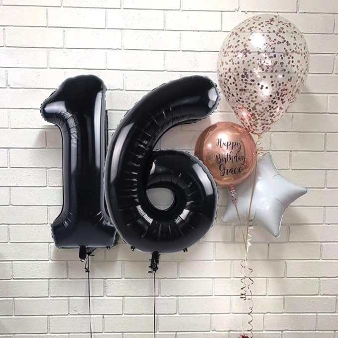TONIFUL 40 Inch Black Large Numbers Balloon Birthday Foil Mylar Big Number Balloon Digital 40 for 2026 Graduation 2026 New Year Eve 40th Birthday, Anniversary, Graduation Ceremony Photo Shoot