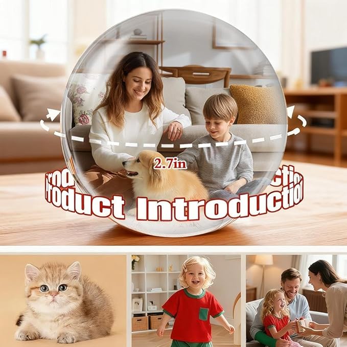 2.76" Crystal Ball Video Player,3D Memory Orb Ball Digital Display Memory Sphere Lamp with Sound,Personalized Electronic Display,Uploadable Videos & Photos,DIY Gift for Anniversary,Birthday