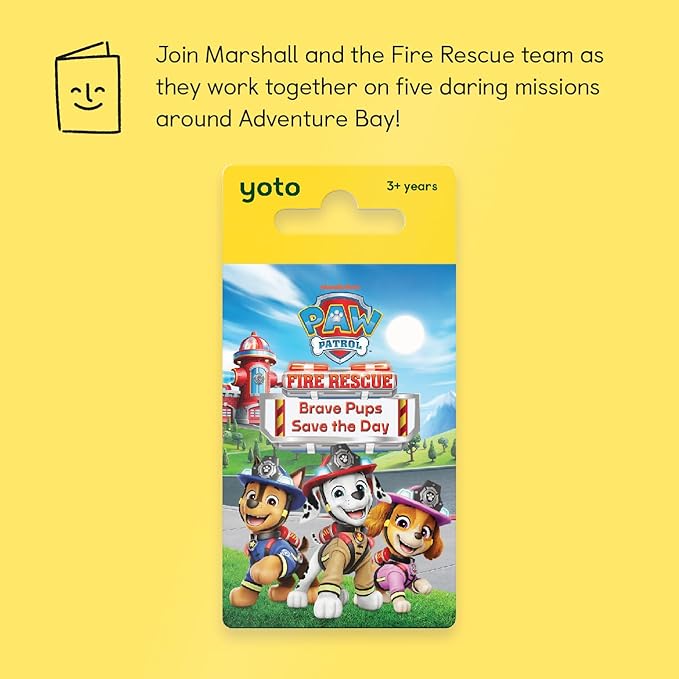 YOTO PAW Patrol: Fire Rescue - Brave Pups Save The Day (US) - Kids Audio Card for Use with Player & Mini All–in–1 Audio Player, Educational & Screen–Free Listening, Fun Playtime Stories, Ages 3+