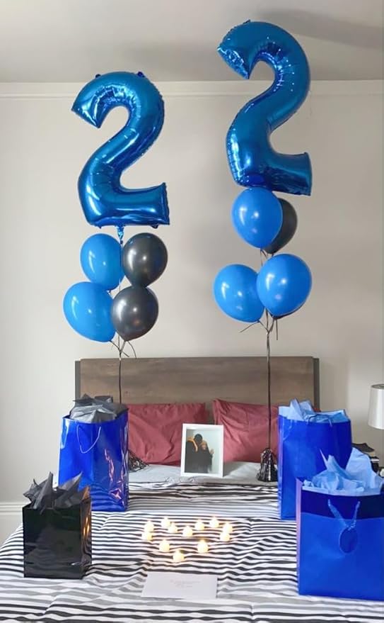 40 Inch 12 Balloon Number, Dark Blue Large Number Balloons Birthday Gift for 12 21 Years Old, Maylar Balloon Decorations for Wedding Engagement Graduations Memorial Day's