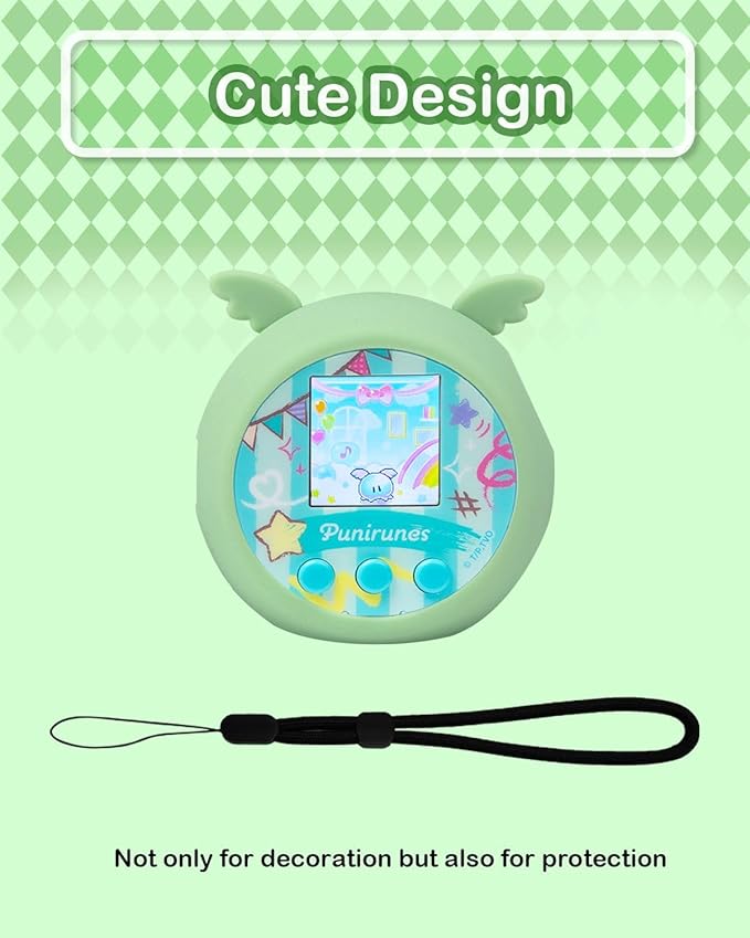Silicone Case Compatible with Punirunes Interactive Digital Toy - Protective Sleeve with Lanyard (Case Only) - Pale Green