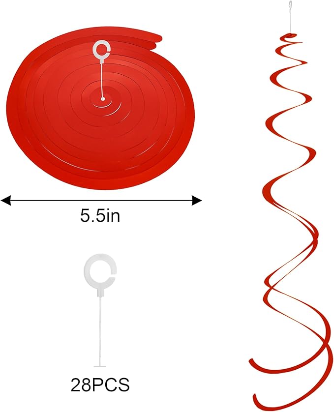 Ceiling Swirl Foil Decorations Hanging Plastic Streamer Themed Swirl Party for 4th of July Graduation Celebration Labor Day, Pack of 28 (Blue Red and Sliver)