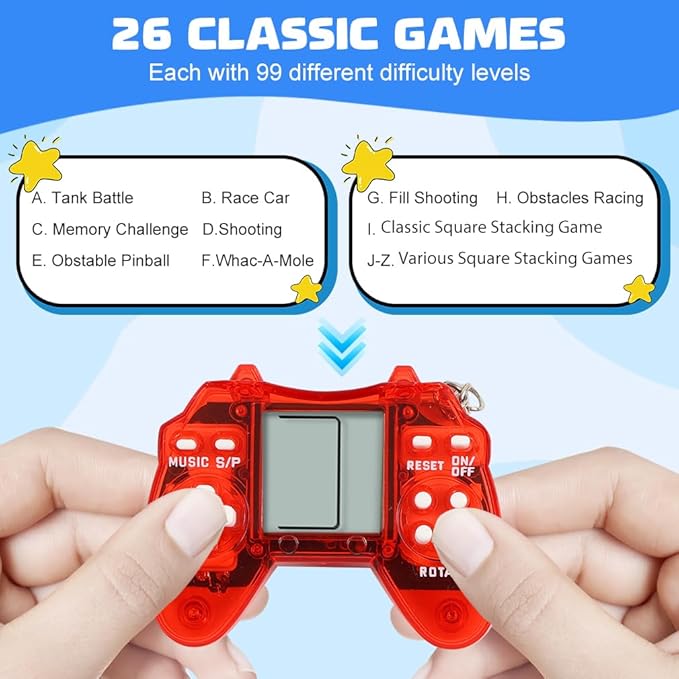 12pcs Video Game Party Favors, Mini Gaming Party Favors, Video Game Keychains, 8-bit Handheld, Birthday Party Supplies for Kids, Return Gifts for Birthday Party Decorations Supplies