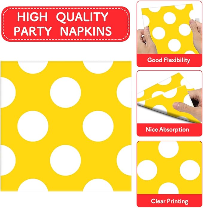 Red And Yellow Polka Dots Party Paper Plates and Napkins Set Polka Dots Party Cake Dessert Plates Kids Birthday Gatherings Decorations