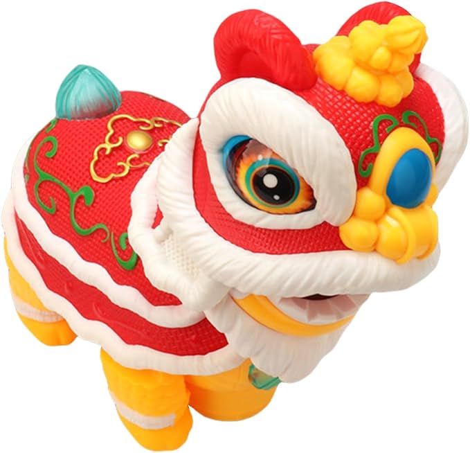 Electronic Lions Dance Electric Toy with Lights and Sounds,Early Learning Education,Wagging Walking Gift Electric