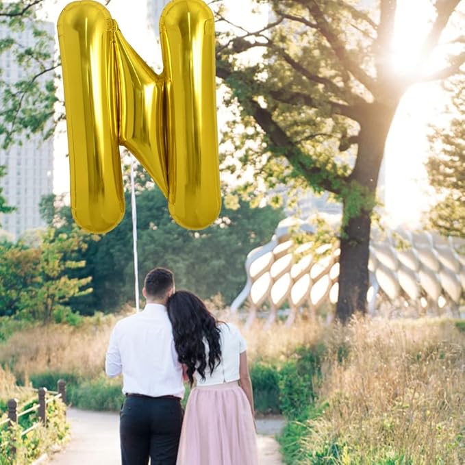 TONIFUL 40 Inch Large Gold Letter N Balloons, Foil Mylar Big Balloons for Birthday Party Anniversary Supplies Decorations