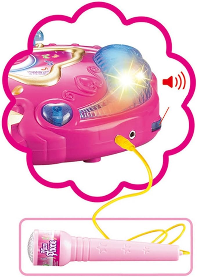 KonHaovF Kids Karaoke Machine with Lights,Microphone with Adjustable Stand Singing Karaoke Machine for Girls Boys (Pink)