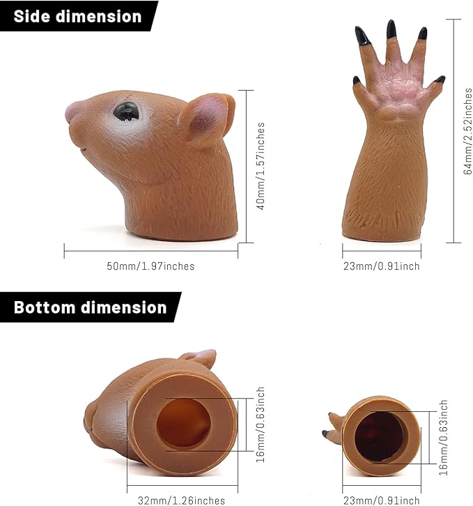 AQKILO Finger Puppet Set, Animals Puppet Show Theater Props, Novelty Toys Weird Stuff Gifts (Squirrel & Pug)