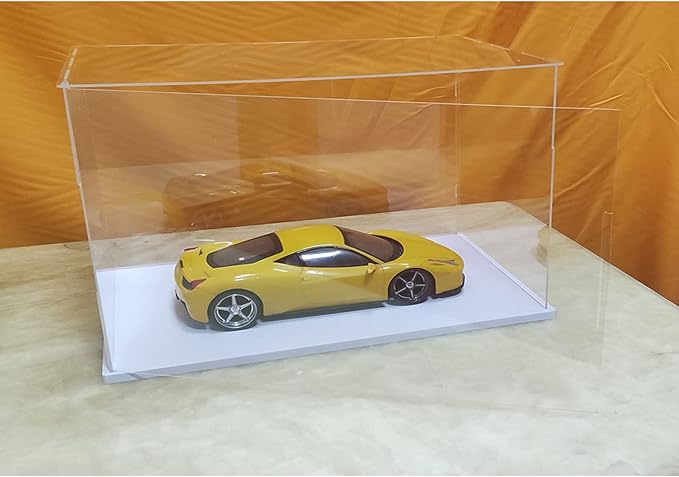 Openable Clear Acrylic Display Case-Assemble Countertop Box with White Base,Dustproof Protection Showcase for Action Figures Toys Collectibles (30x15x20cm/12x6x8inch)