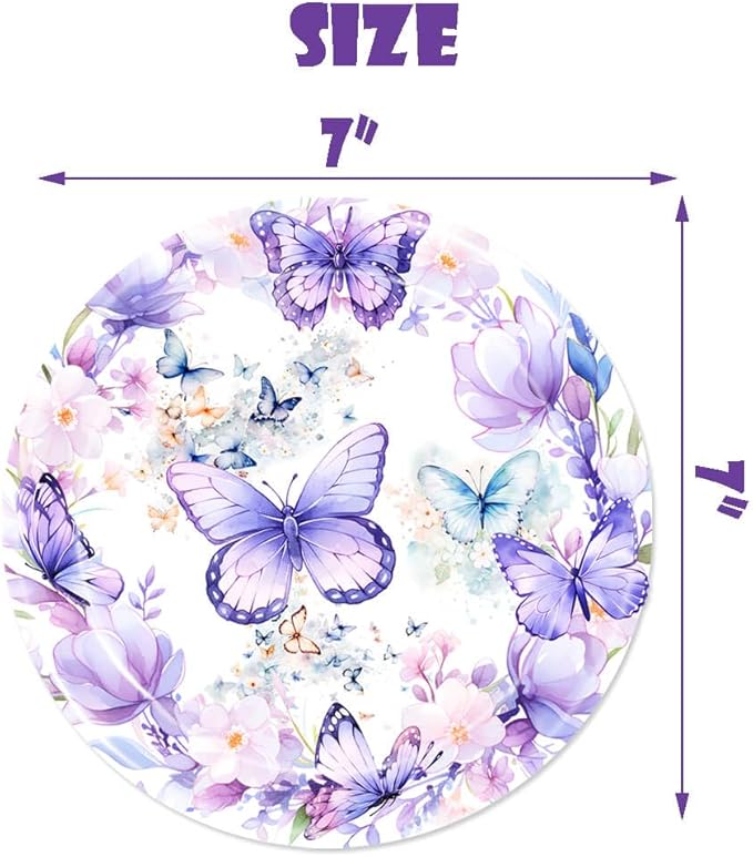 Butterfly Birthday Party Plates Spring Butterfly Disposable Paper Plates Dinnerware for Butterfly Theme Girls Baby Shower 1st 2nd 3rd 4th Bday Party Supplies Decorations