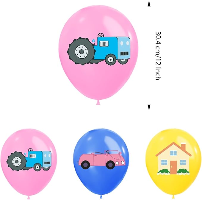 Pink Pig Birthday Party Supplies,Birthday Banner Cake Toppers Balloons,Pink Pig Theme Party Decorations