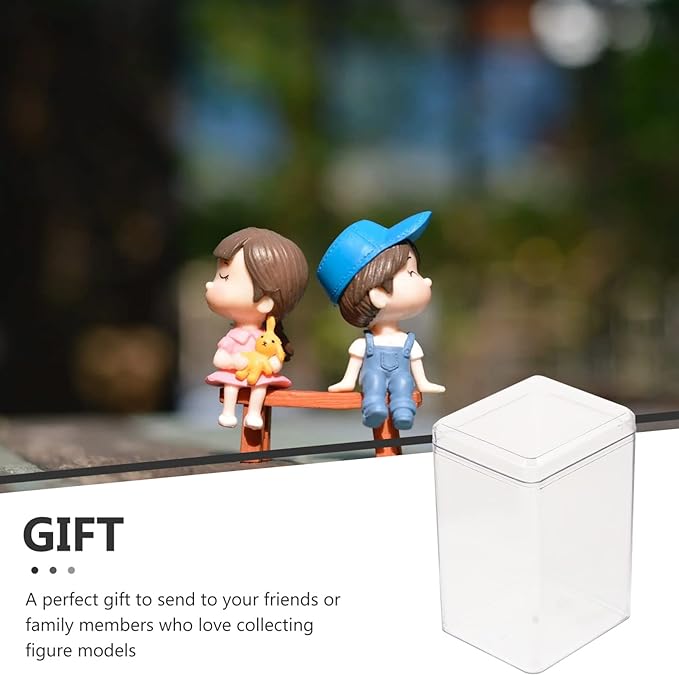 5Pcs Action Figure Storage Boxes Clear Plastic Display Cabinet for Collectible Figurines Toy Organizer 2.48X2.16X3.74 Inch Protective Showcase for Model Display