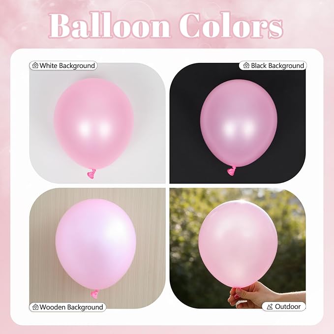 60pcs Pink and White Balloons 12inch with Clear Pastel Pearl Pink Balloons for Wedding Bridal Baby Shower Shower Birthday Party Decorations